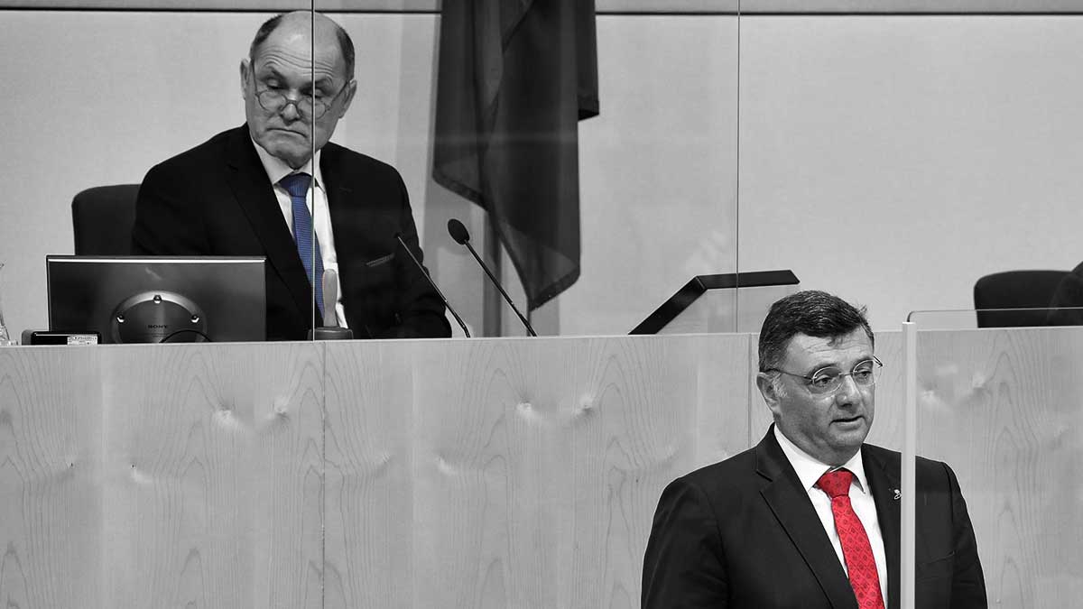 Jörg Leichtfried und Wolfgang Sobotka - Parlament Zinner