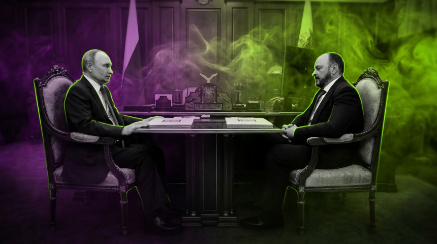 Wladimir Putin und Andrei Guryev - Foto Kreml - Runway FoB AI