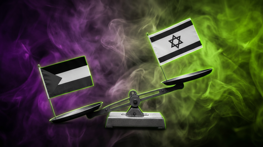 Sujetbild Fahne Palästina und Israel - Gemini FoB AI