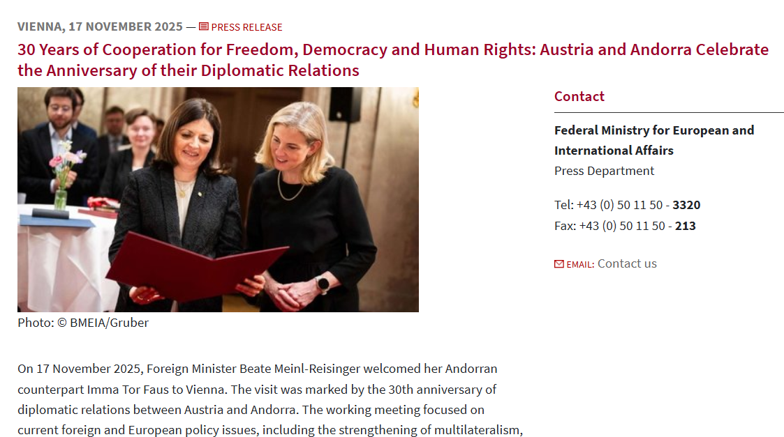 Das Außenamt über den Besuch aus Andorra
