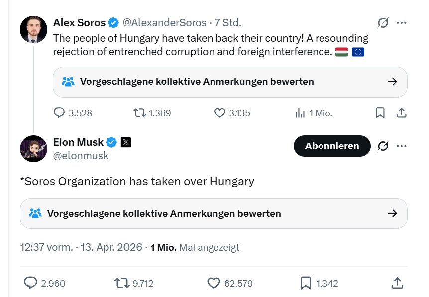 Soros postet - Elon Musk kontert.